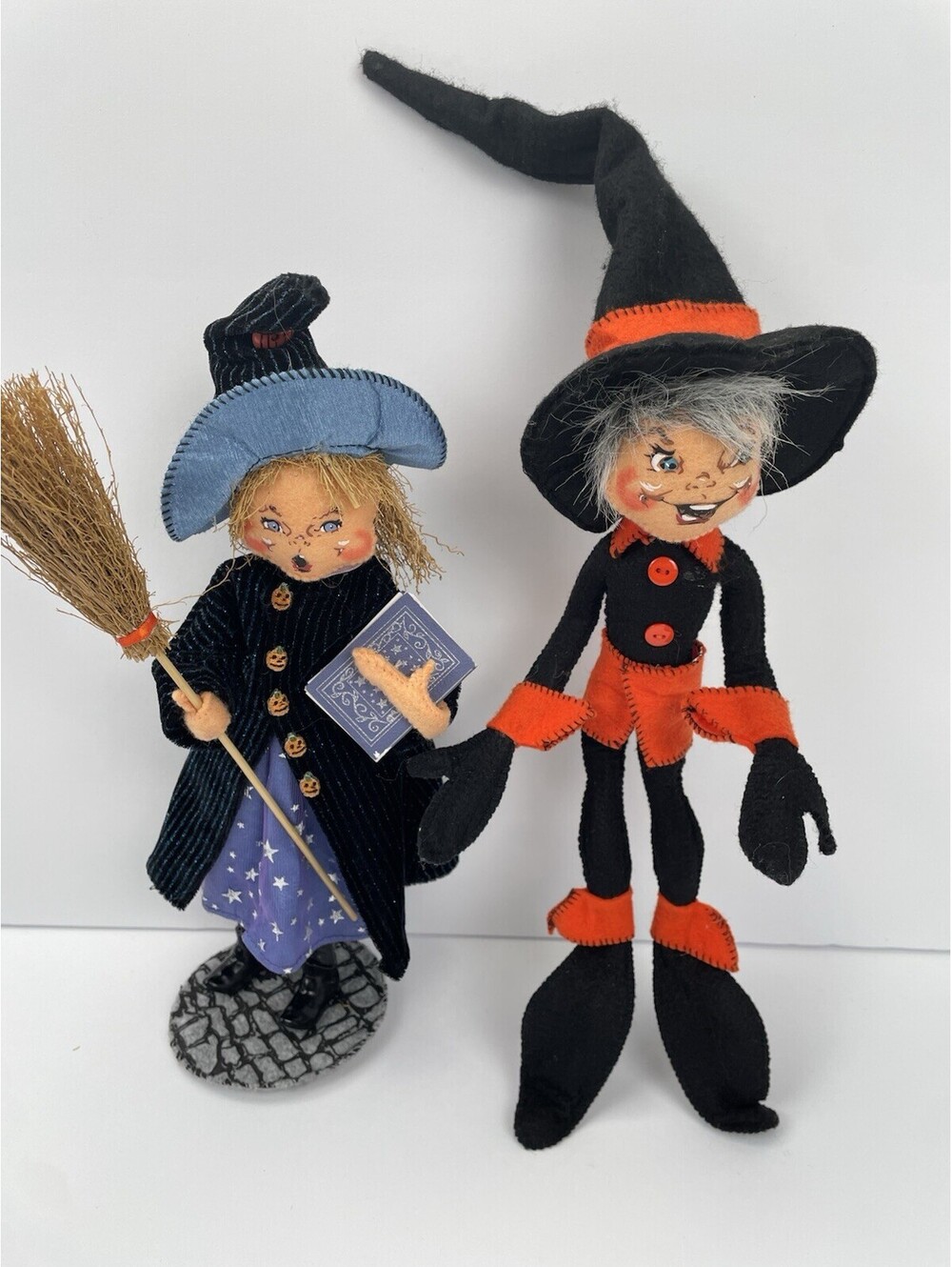 Annalee Dolls Lot 2 Halloween Witches, Bewilda & Mobilitee Tall Posable Preowned